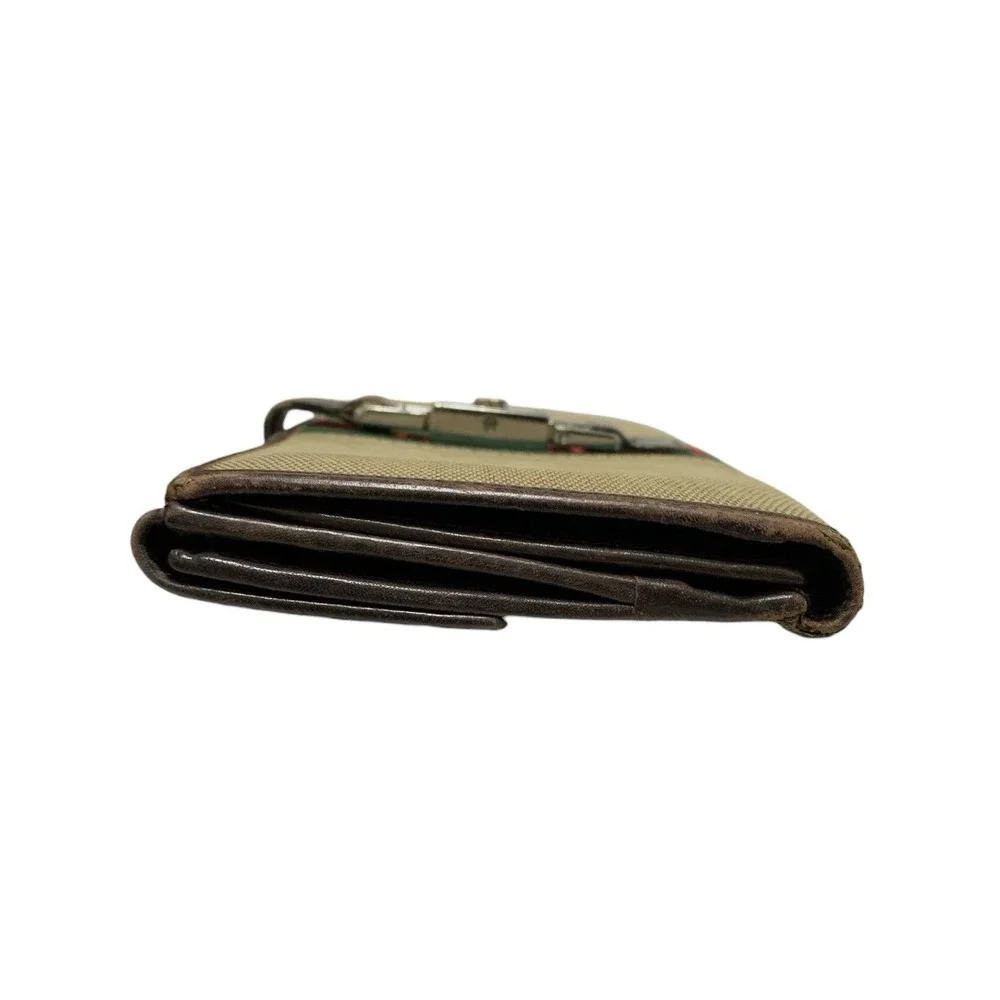 Gucci Jackie Continental Long Wallet Brown Leather & Canvas with Silver Hardware - Picture 4 of 12